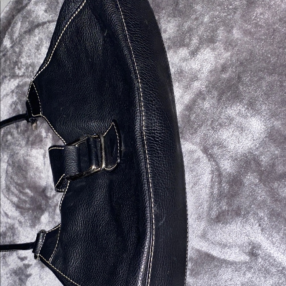 Bloomingdale’s Black Leather Shoulder Bag Vintage y2k! - Picture 11 of 15